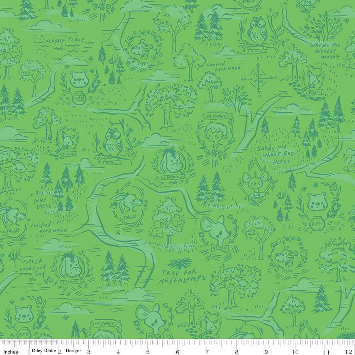 100 Aker Woods by Jill Howarth - Map in Green