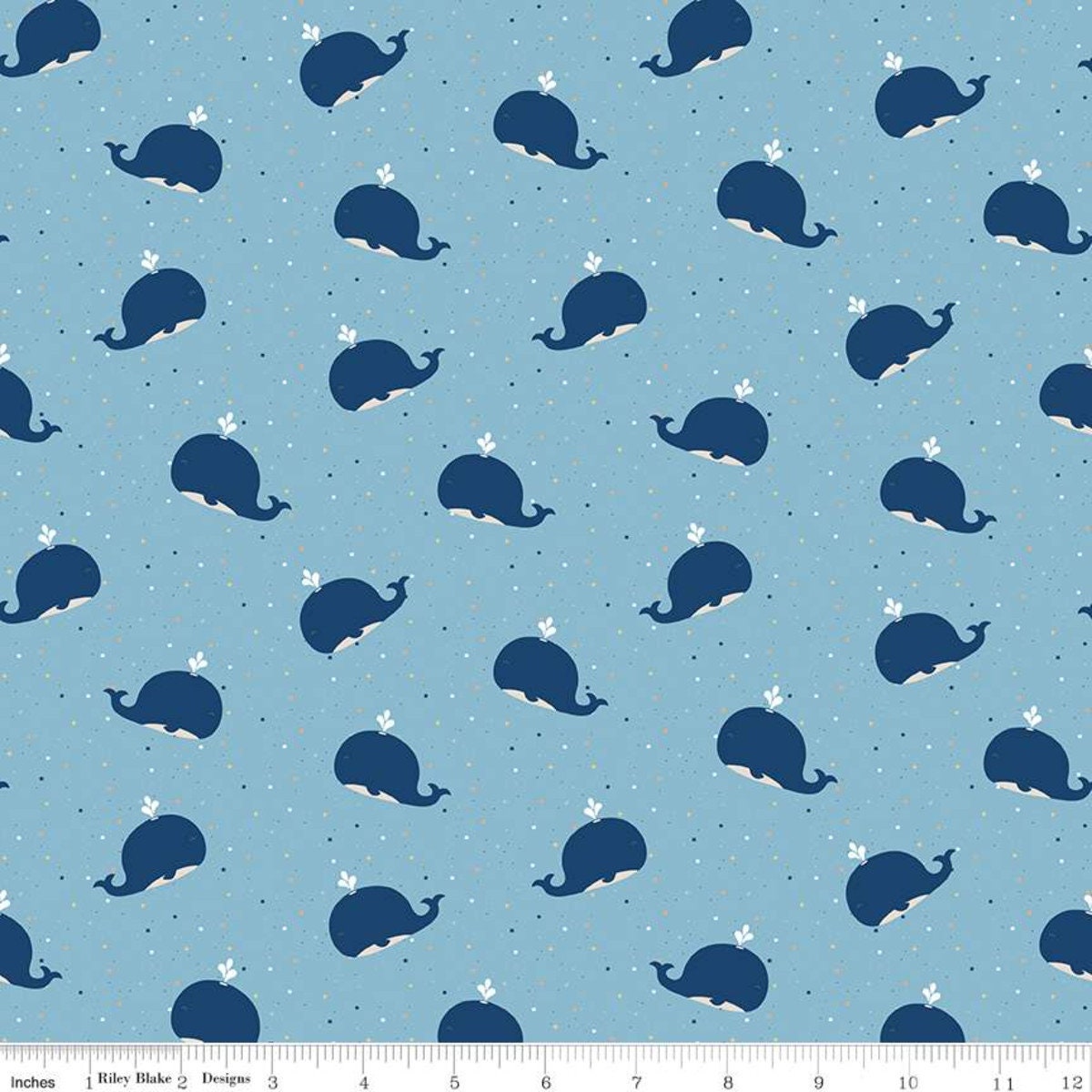 Cuddle flannel - Whales in Blue - for Riley Blake Designs